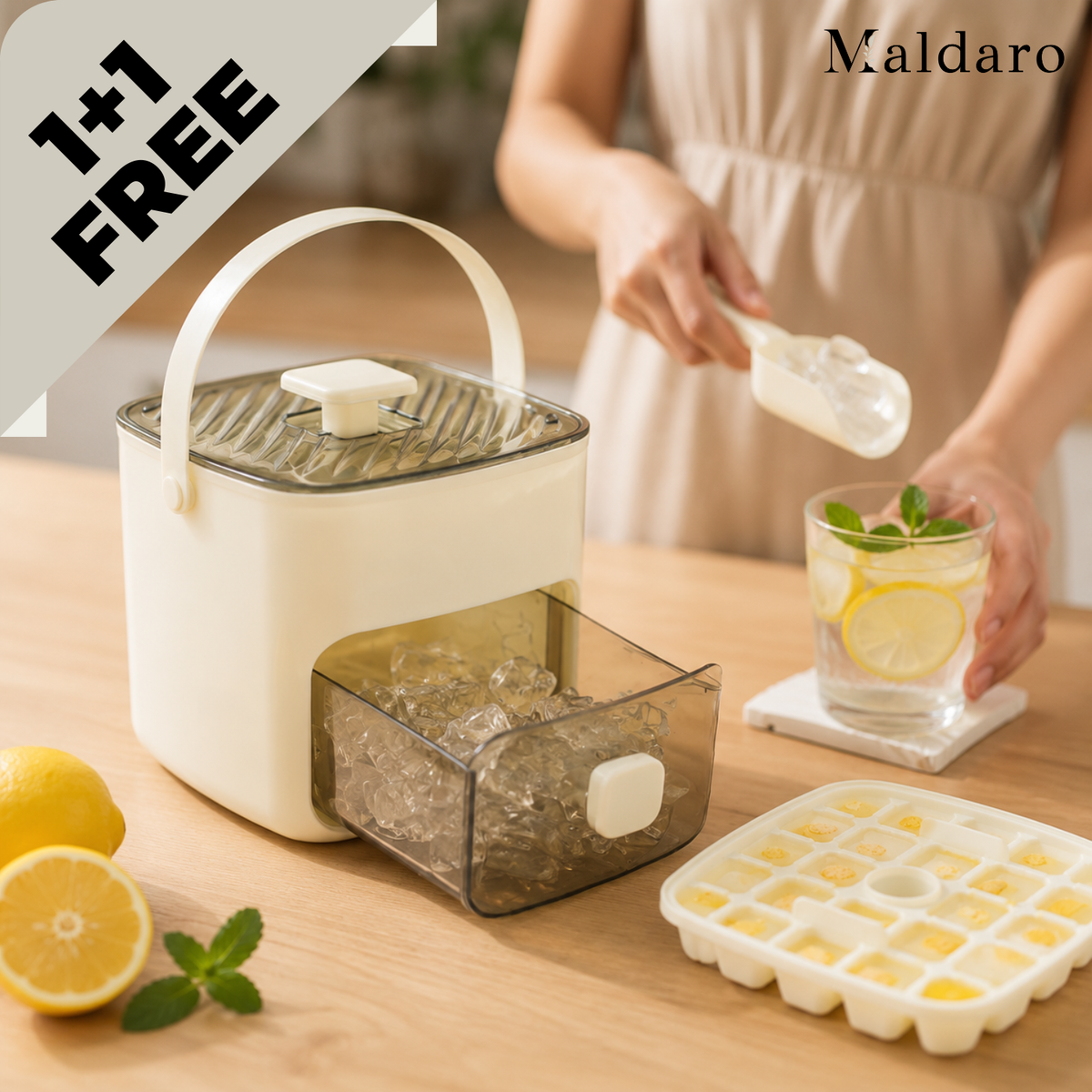 1+1 FREE | IceGlide – Effortless Perfect Ice Cubes with Just One Simple Button Press