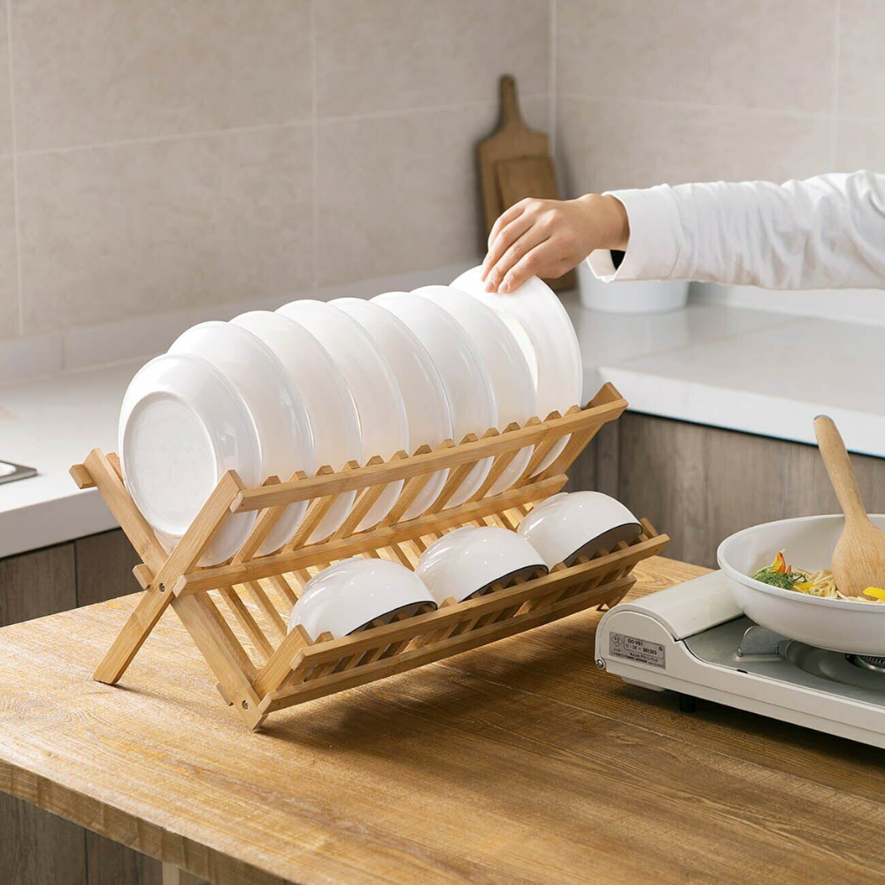 BambooNest - Quick-Drying Bamboo Rack for Organized Kitchens