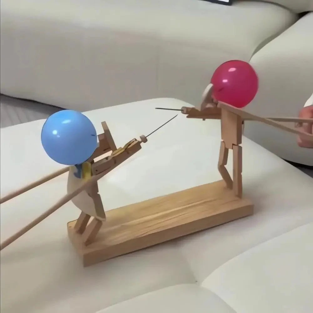 WoodKnights | Bamboo Balloon Battle Game | Handmade Skill Game Made of Wood | Includes 100 Balloons – For Family, Friends & Parties