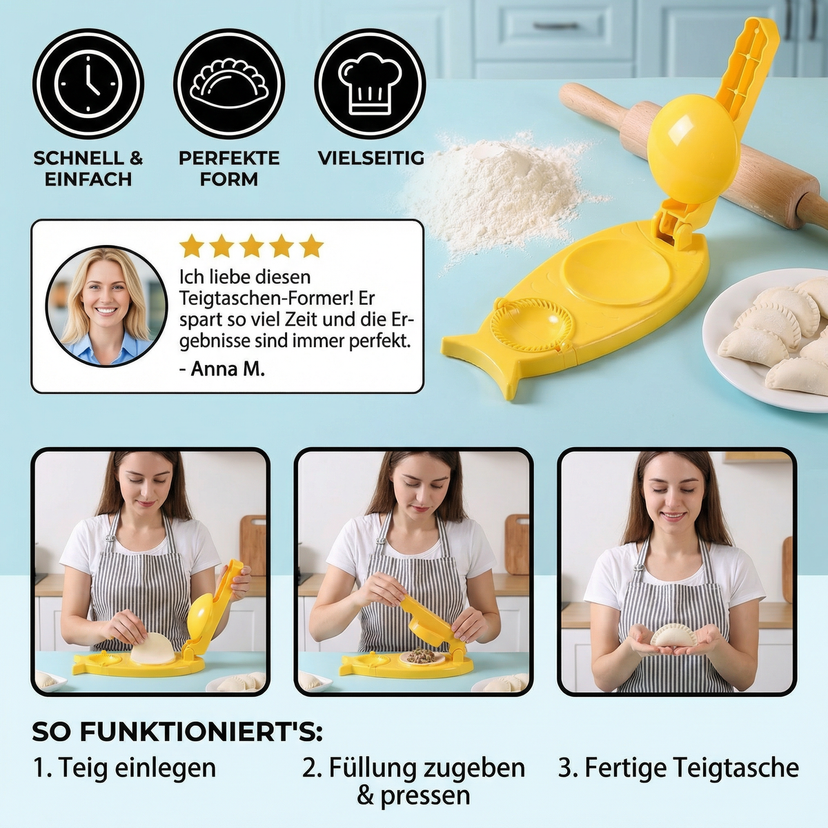 1+1 FREE | DumpliEase – Perfectly Shaped Dumplings Quickly and Cleanly Every Time