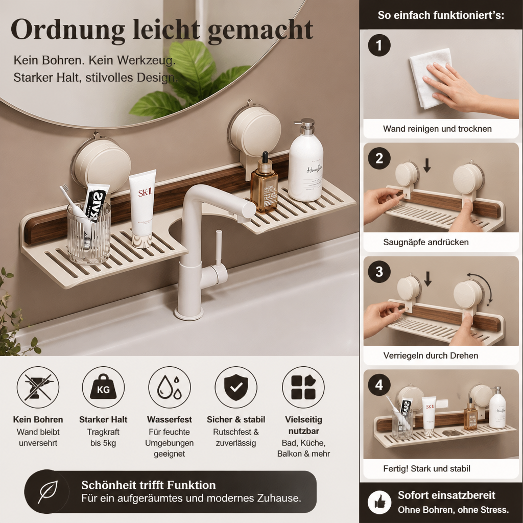 SuctionNest - Instantly Eliminate Bathroom Clutter Without Drilling Walls