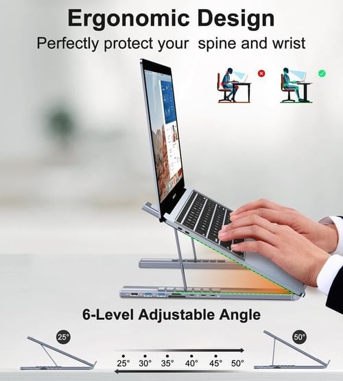 ProDock Stand – 8-in-1 Hub & Laptop Riser in One!