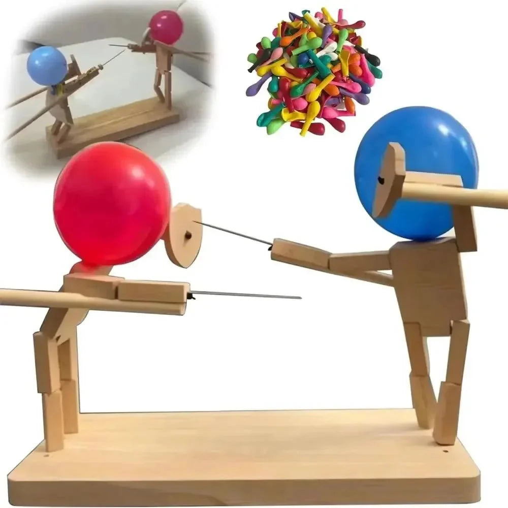 WoodKnights | Bamboo Balloon Battle Game | Handmade Skill Game Made of Wood | Includes 100 Balloons – For Family, Friends & Parties