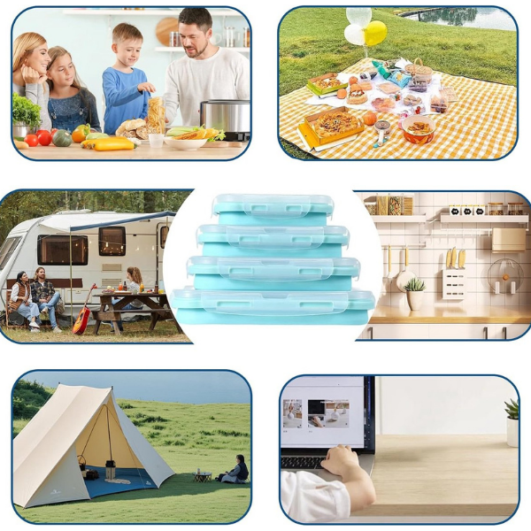 2+2 FREE | FlexiFresh - Save 70% Kitchen Space with Leak-Proof Food Containers