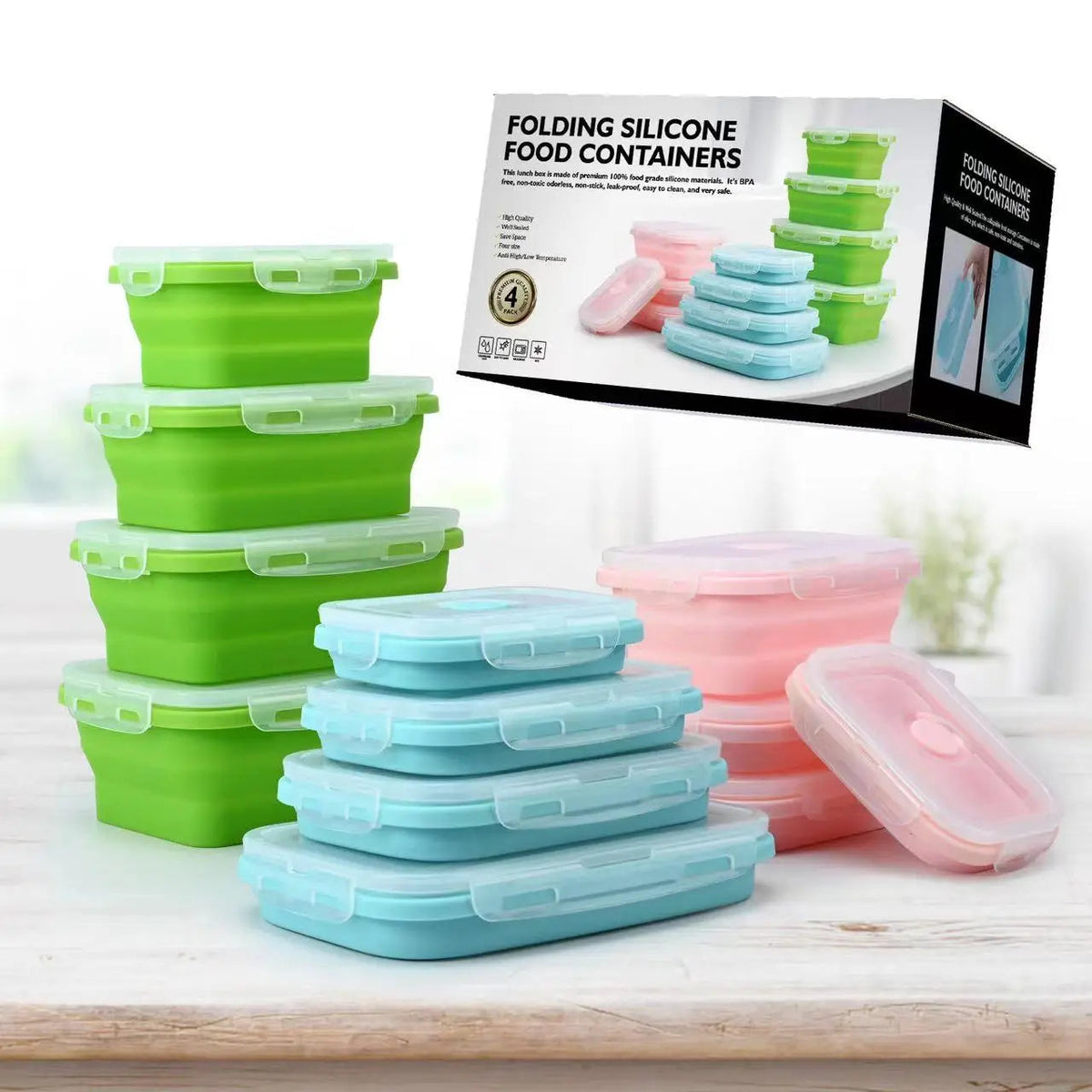 2+2 FREE | FlexiFresh - Save 70% Kitchen Space with Leak-Proof Food Containers