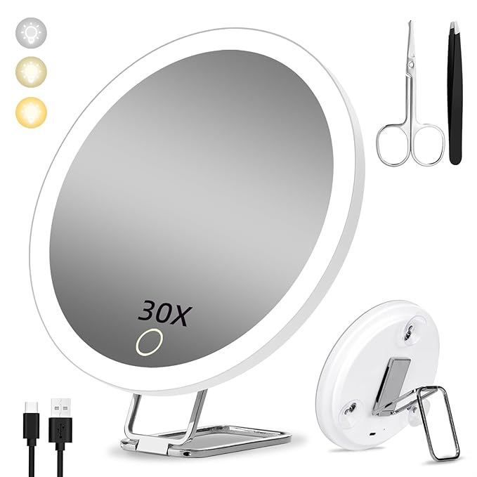 LumiVue Pro – The Rechargeable 30X Makeup Mirror with LED Lighting