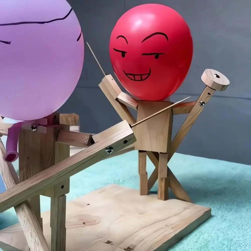 WoodKnights | Bamboo Balloon Battle Game | Handmade Skill Game Made of Wood | Includes 100 Balloons – For Family, Friends & Parties