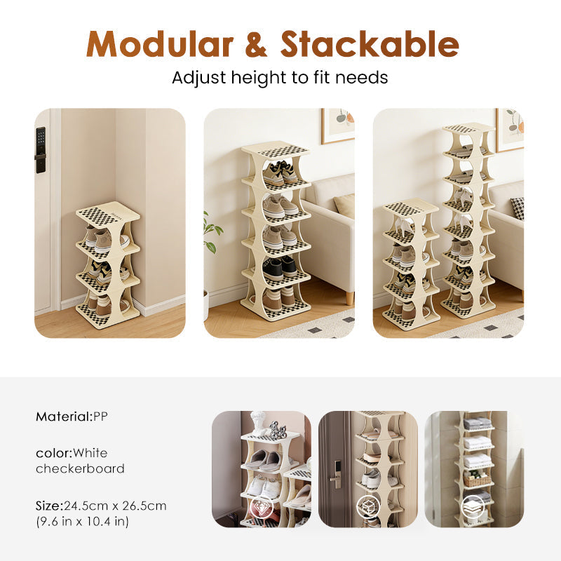 SpaceDrip – Instantly Clear Floors with Stackable Vertical Shoe Rack