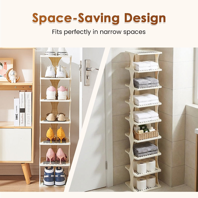 SpaceDrip – Instantly Clear Floors with Stackable Vertical Shoe Rack
