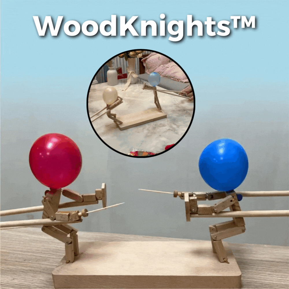 WoodKnights | Bamboo Balloon Battle Game | Handmade Skill Game Made of Wood | Includes 100 Balloons – For Family, Friends & Parties