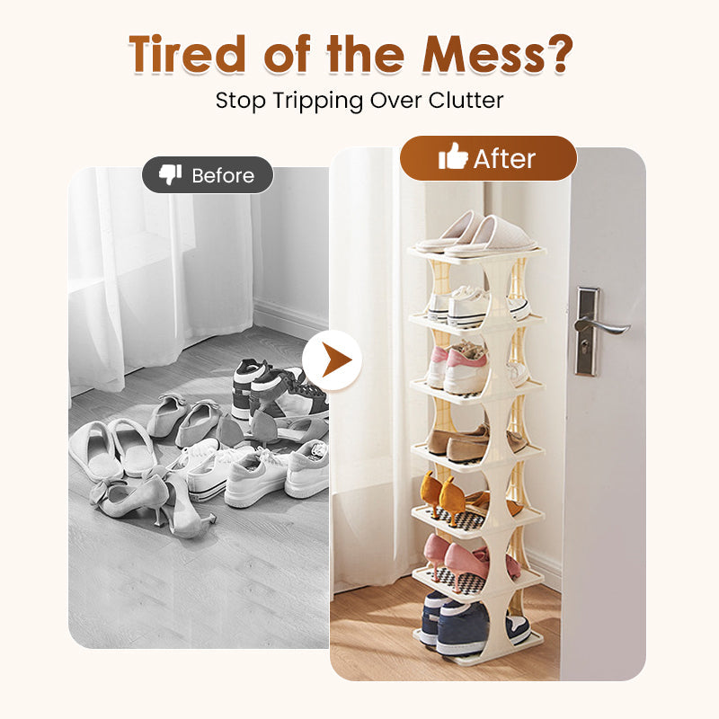SpaceDrip – Instantly Clear Floors with Stackable Vertical Shoe Rack